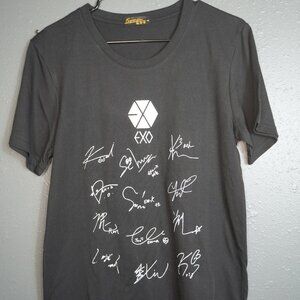 Exo K-Pop Unisex Black And White Signature Short Sleeve Shirt Size Large